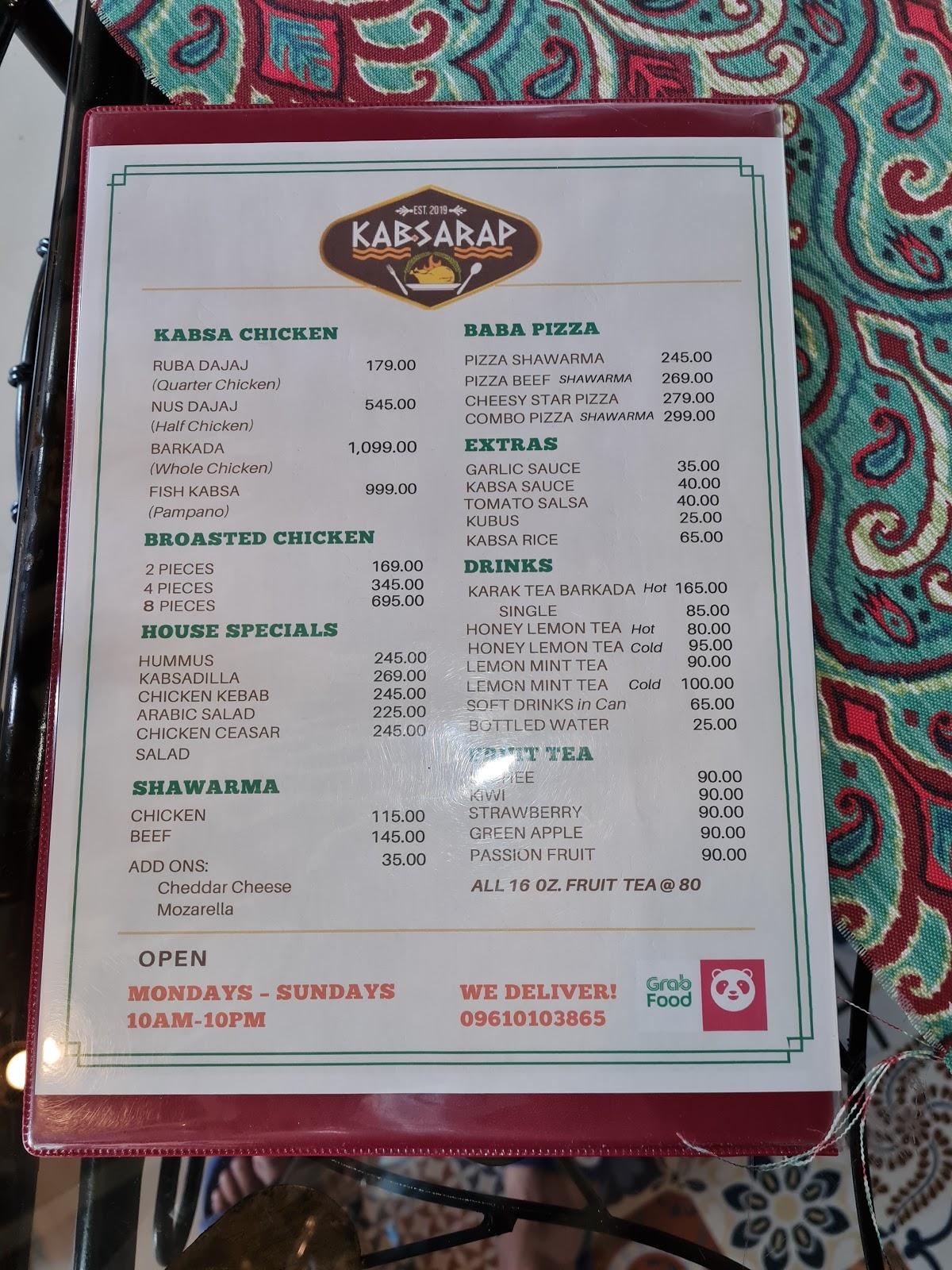 Menu at Griller's Hub Steakhouse, Angeles