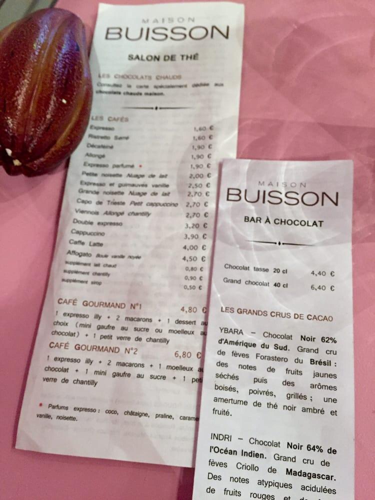 Menu at Maison Buisson, Lyon