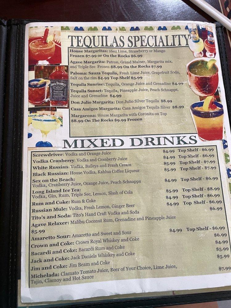 Menu At Agave Mexican Grill Restaurant Sneads