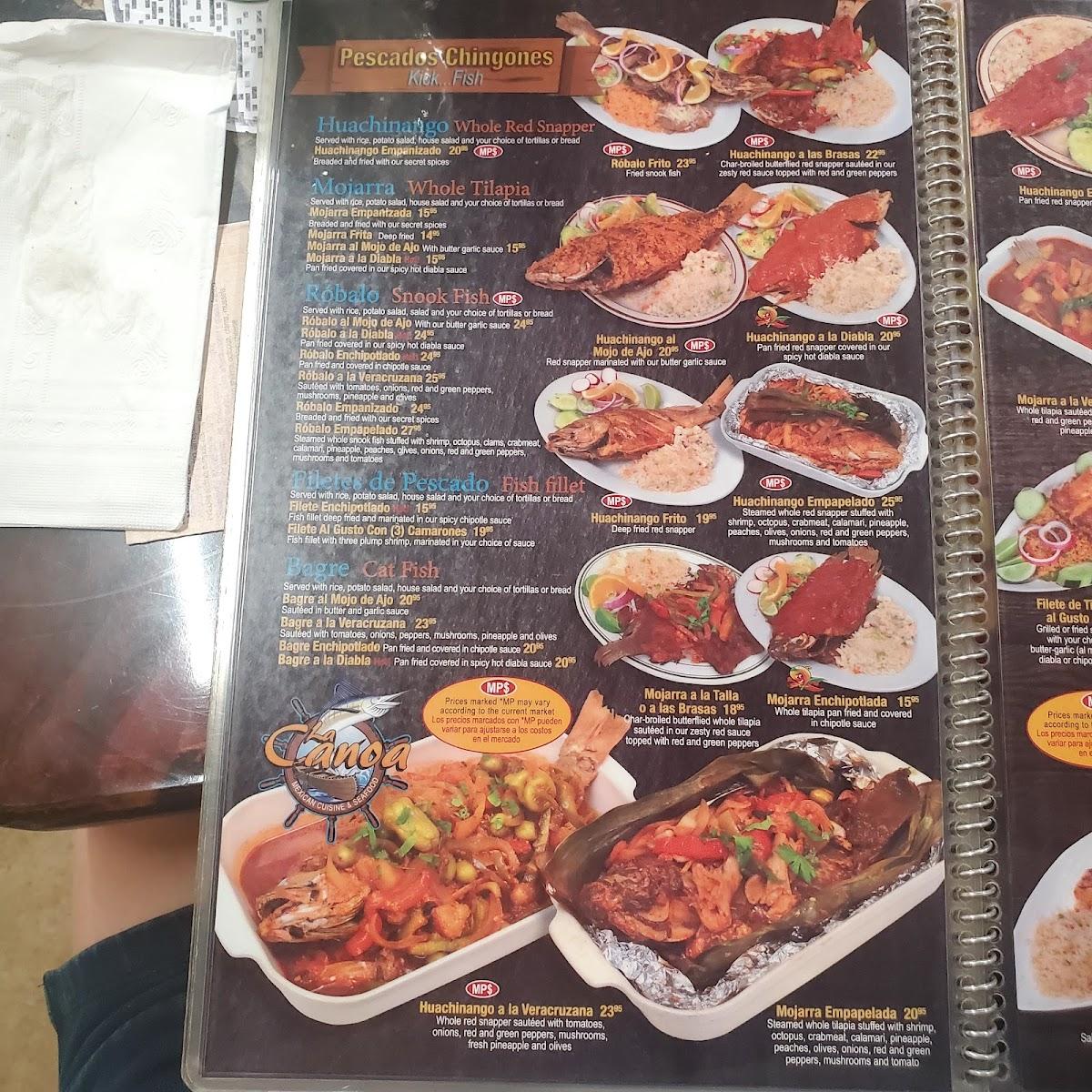 Menu at La Canoa restaurant, Waukegan
