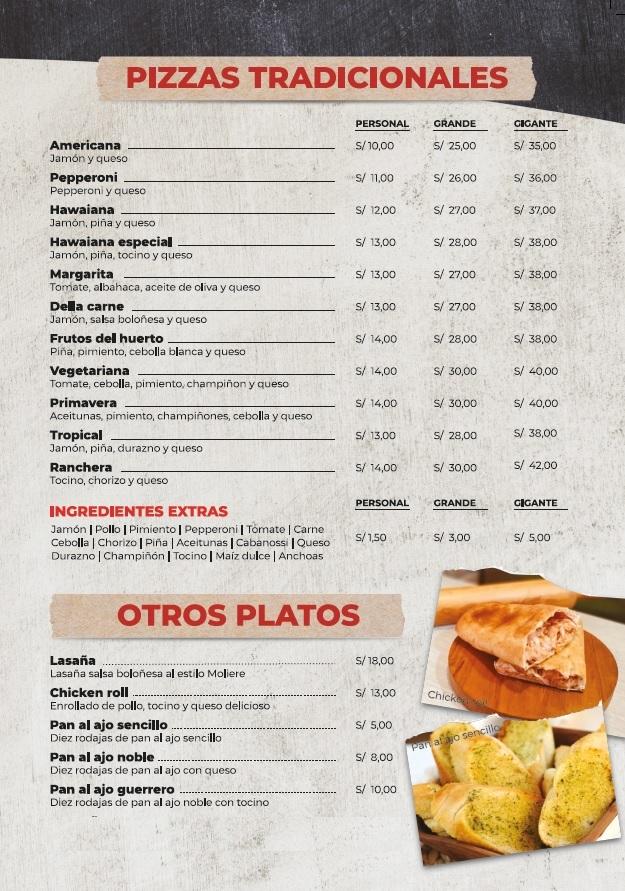 Menu at PIZZERIA MOLIERE, Lince