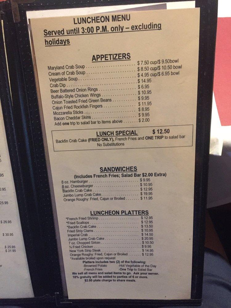 Menu at Edgewater Restaurant, Edgewater