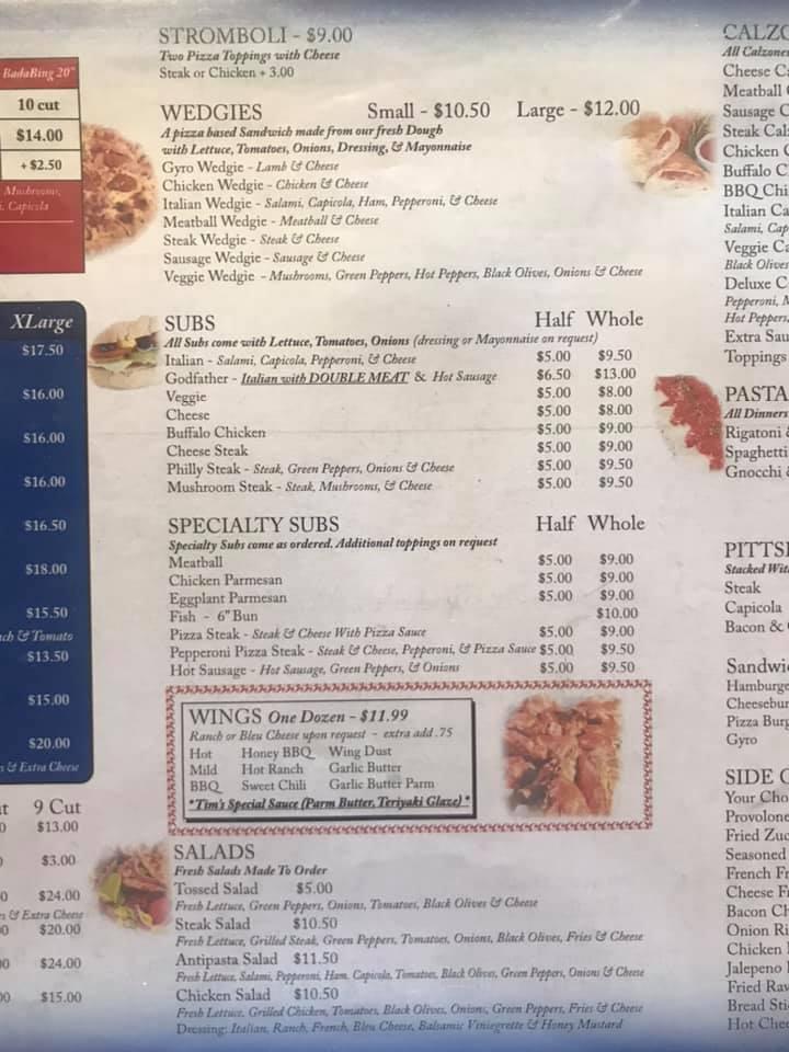 Menu at Candito’s Pizzeria and Ice Cream Parlor, Ellwood City