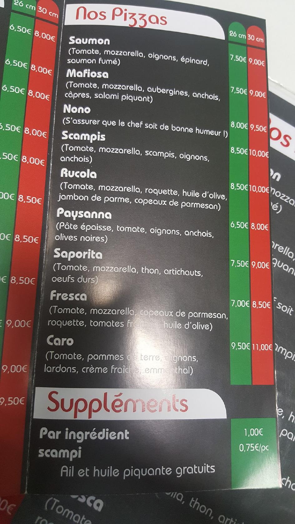 Menu au Chez Nono, GrâceHollogne, C