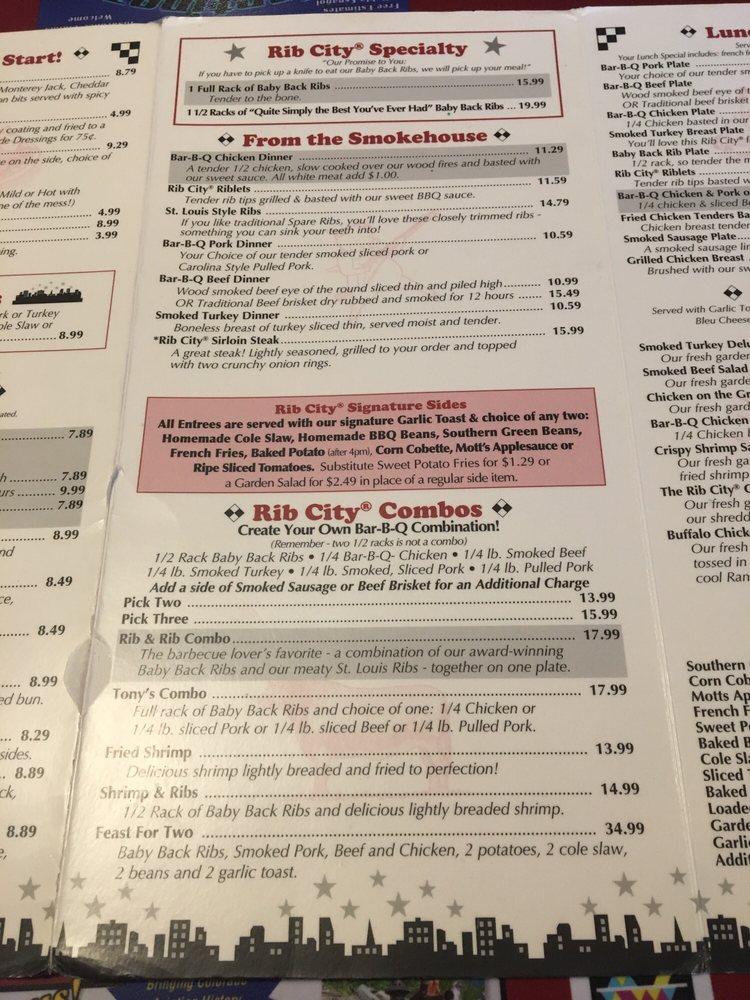 Menu at Rib City Grand Junction BBQ, Grand Junction, North Ave