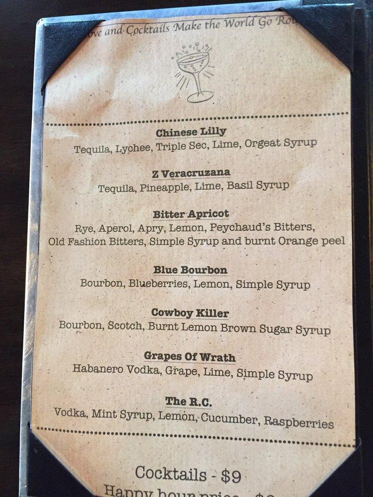 Carta de The Z Bar, Reno