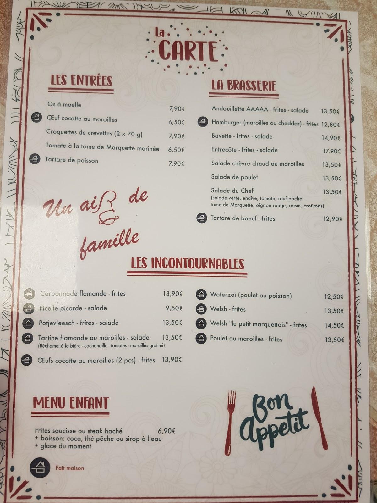 Menu Au Un Air De Famille Restaurant Marquette Lez Lille