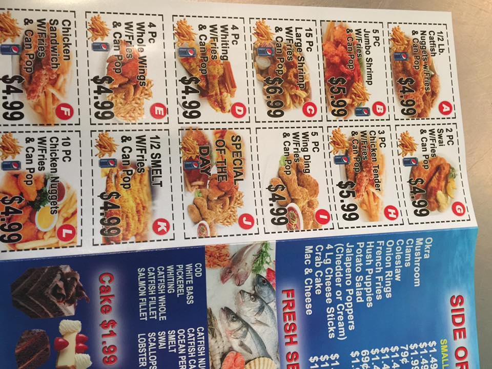 Menu at Hook Market Fish & Chicken restaurant, Warren