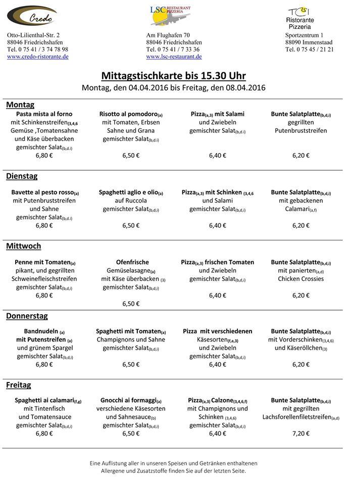 Speisekarte von LSC Restaurant, Friedrichshafen