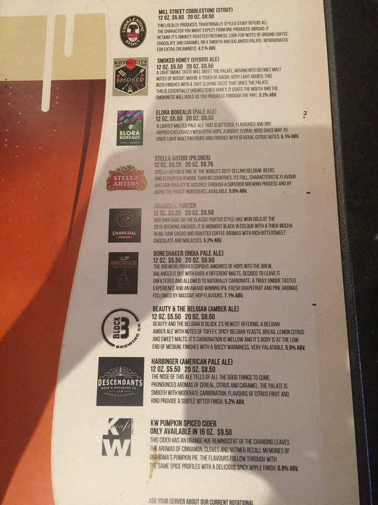 Menu at Charcoal Steak House steakhouse, Kitchener