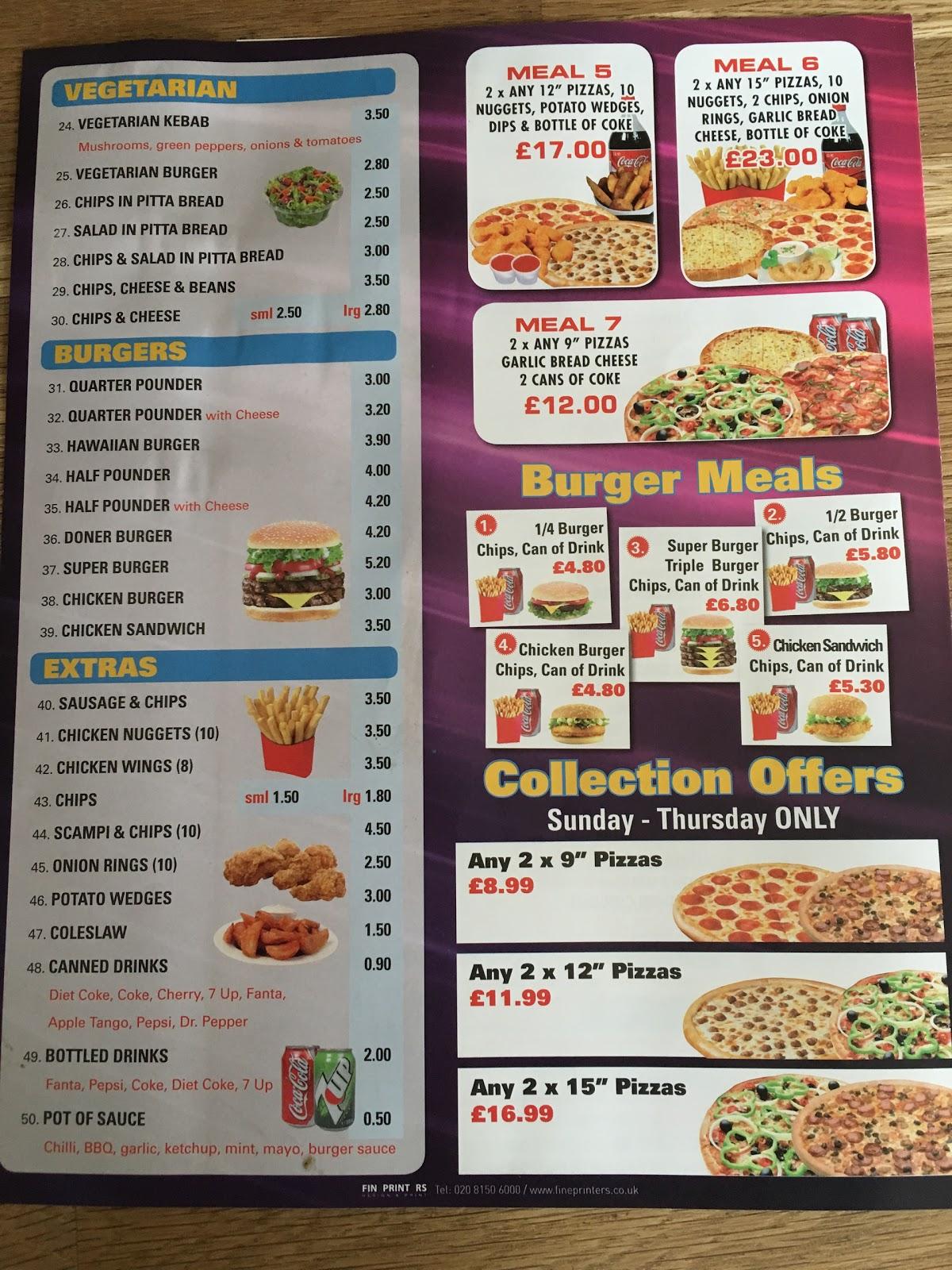 Menu at Marmaris fast food, Swindon