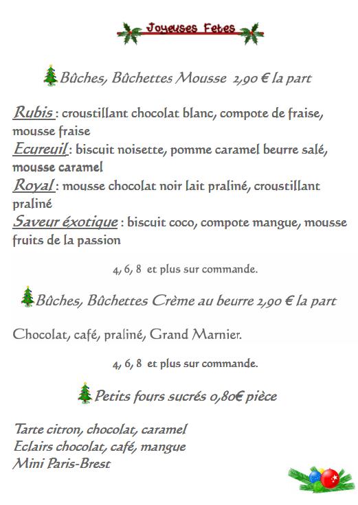Menu de L'Art du Pain