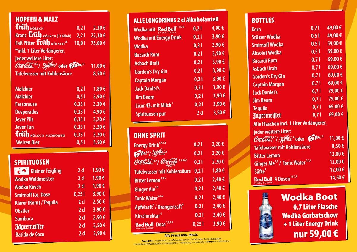 Speisekarte von Die Neue Wiener Steffie club, Köln