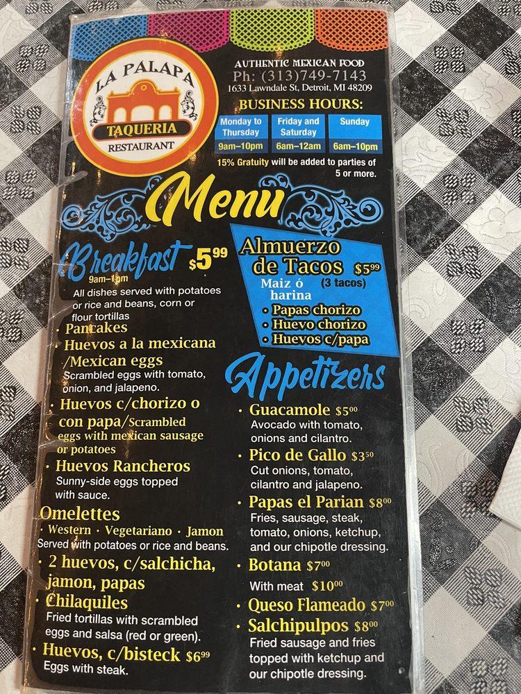 Menu At Taqueria El Parian Desserts Detroit