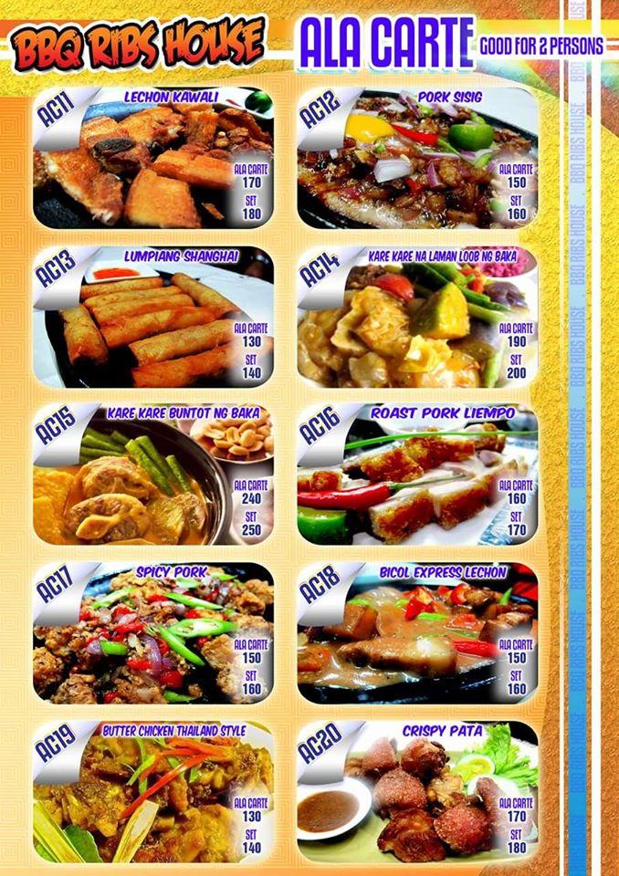 Menu at BBQ Ribs House, Quezon City