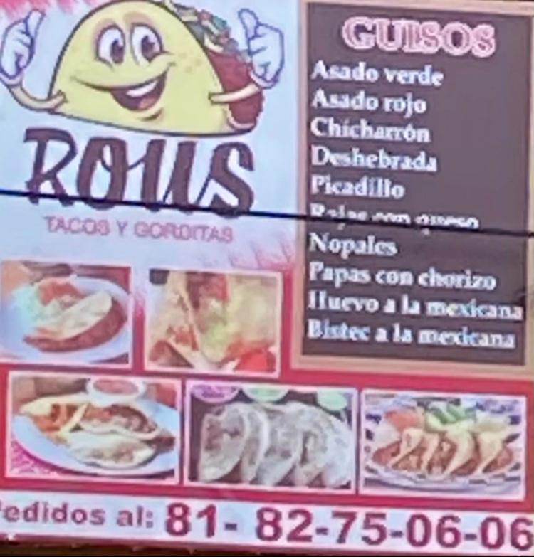 Menu at Tacos y Gorditas ROUSS restaurant, Monterrey