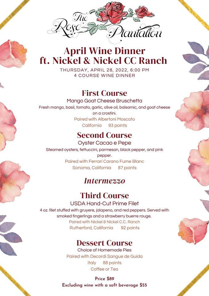 Menu at The Rose Plantation restaurant, Fruitland Park