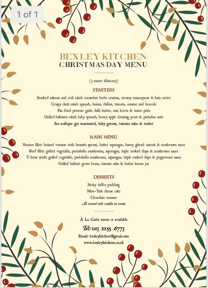 Menu at Bexley Kitchen restaurant, Bexley