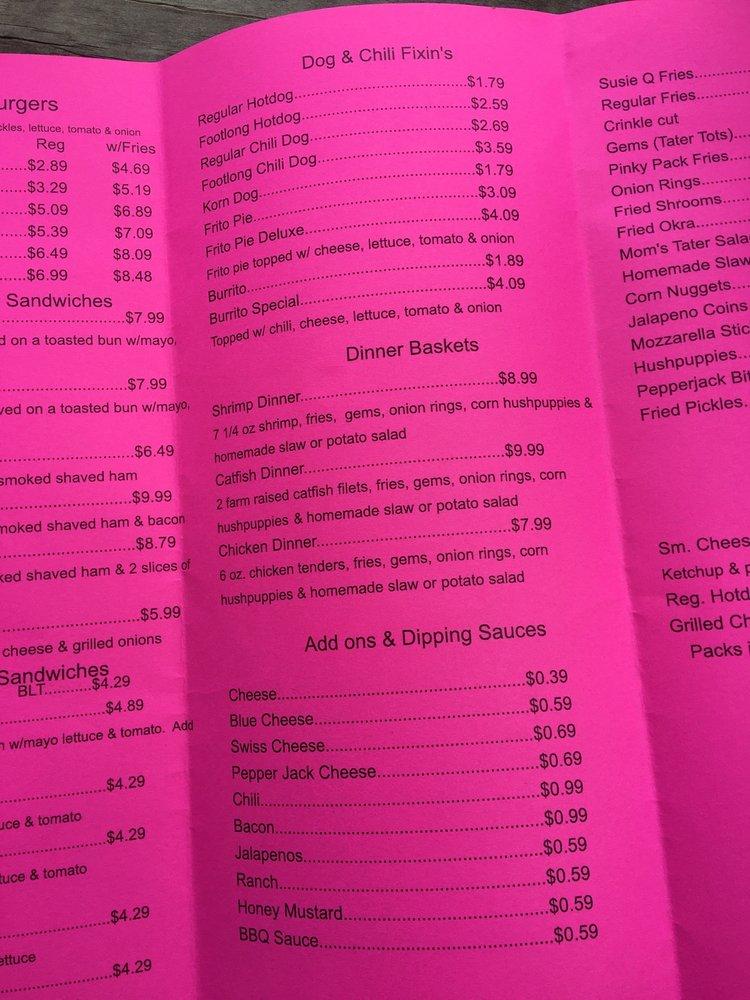 Menu at Susie Q Malt Shop restaurant, Rogers