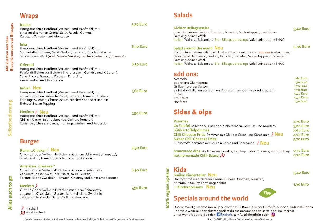 food trip restaurant menu