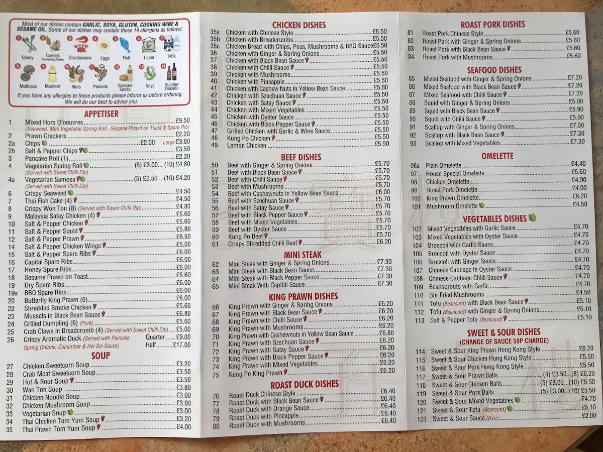 Menu at Companion Chinese Takeaway fast food, Croydon, 143 Milne Park E