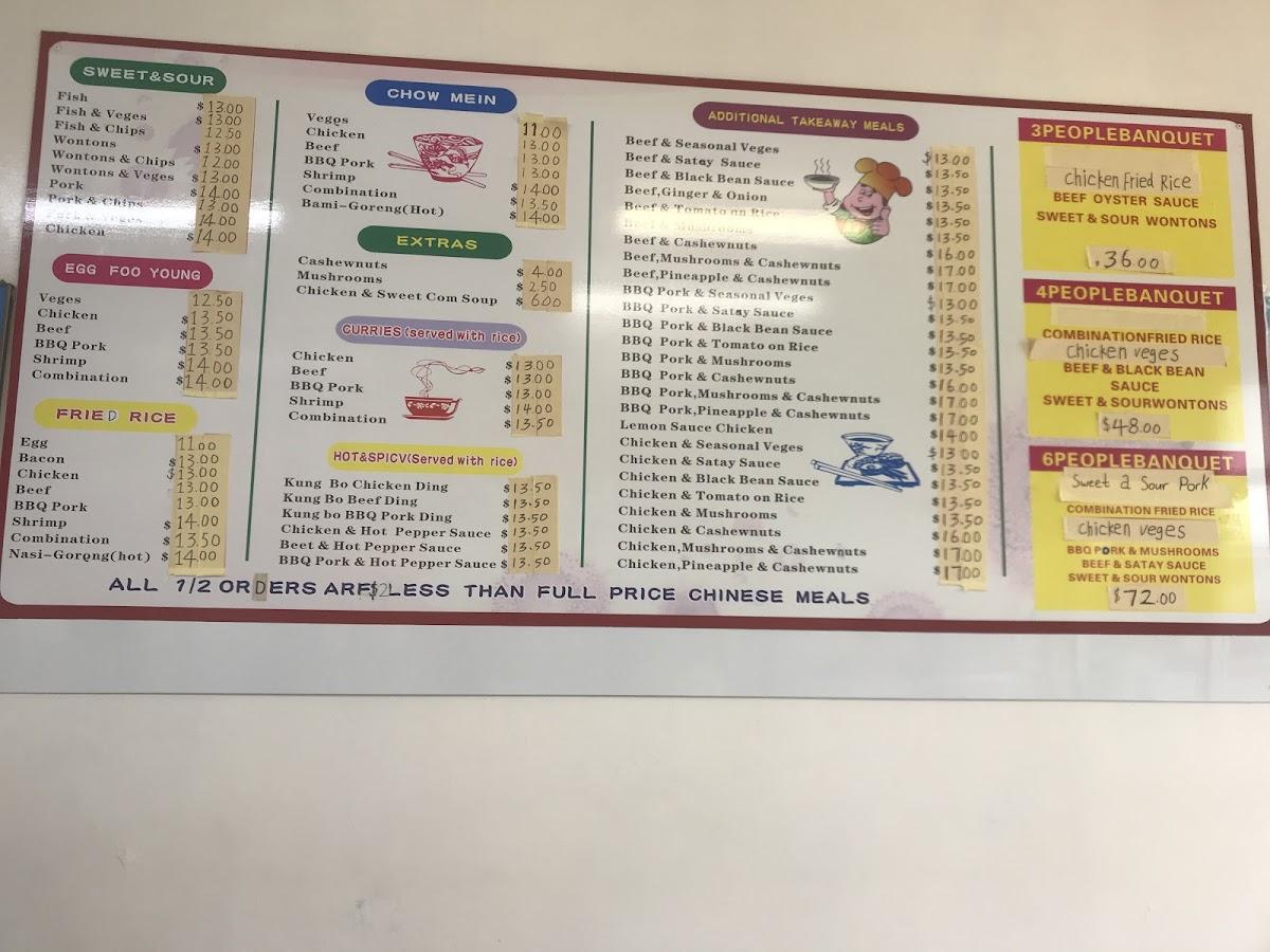 Menu at Terrace End Takeaways fast food, Palmerston North
