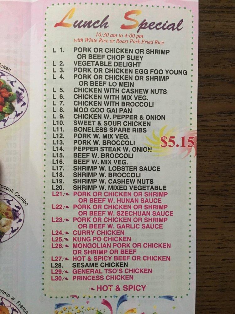 Menu at Bin's Restaurant, Wynne