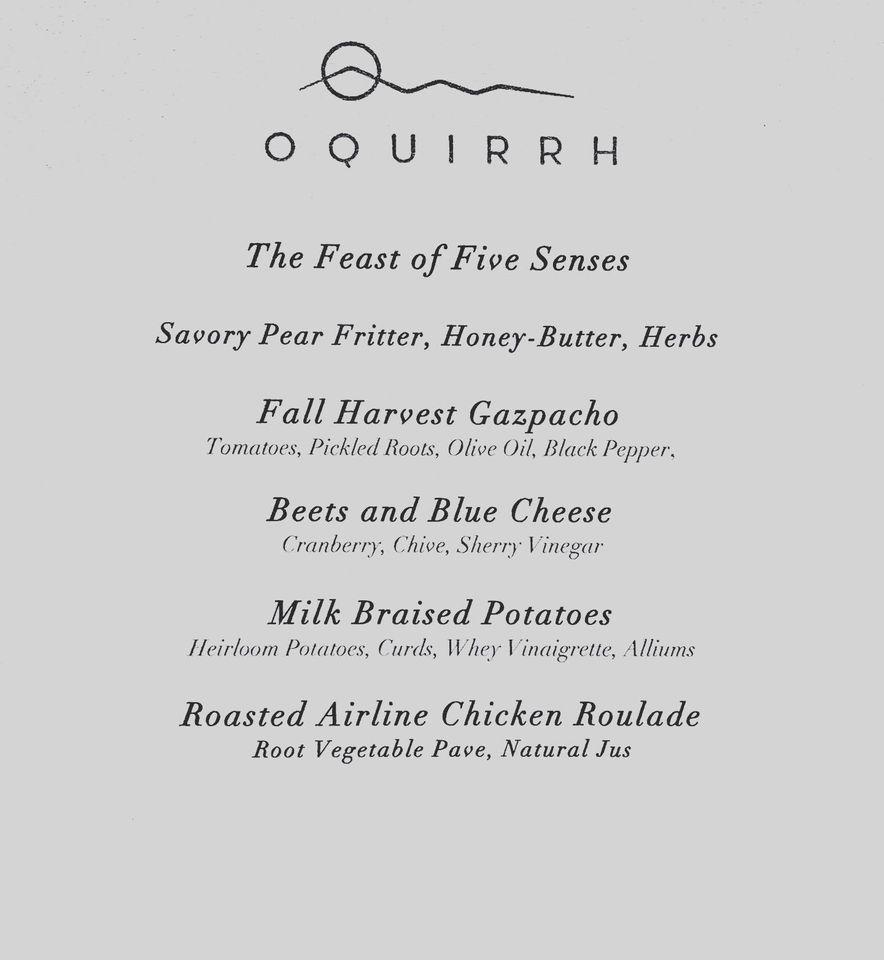 Menu at Oquirrh Restaurant, Salt Lake City