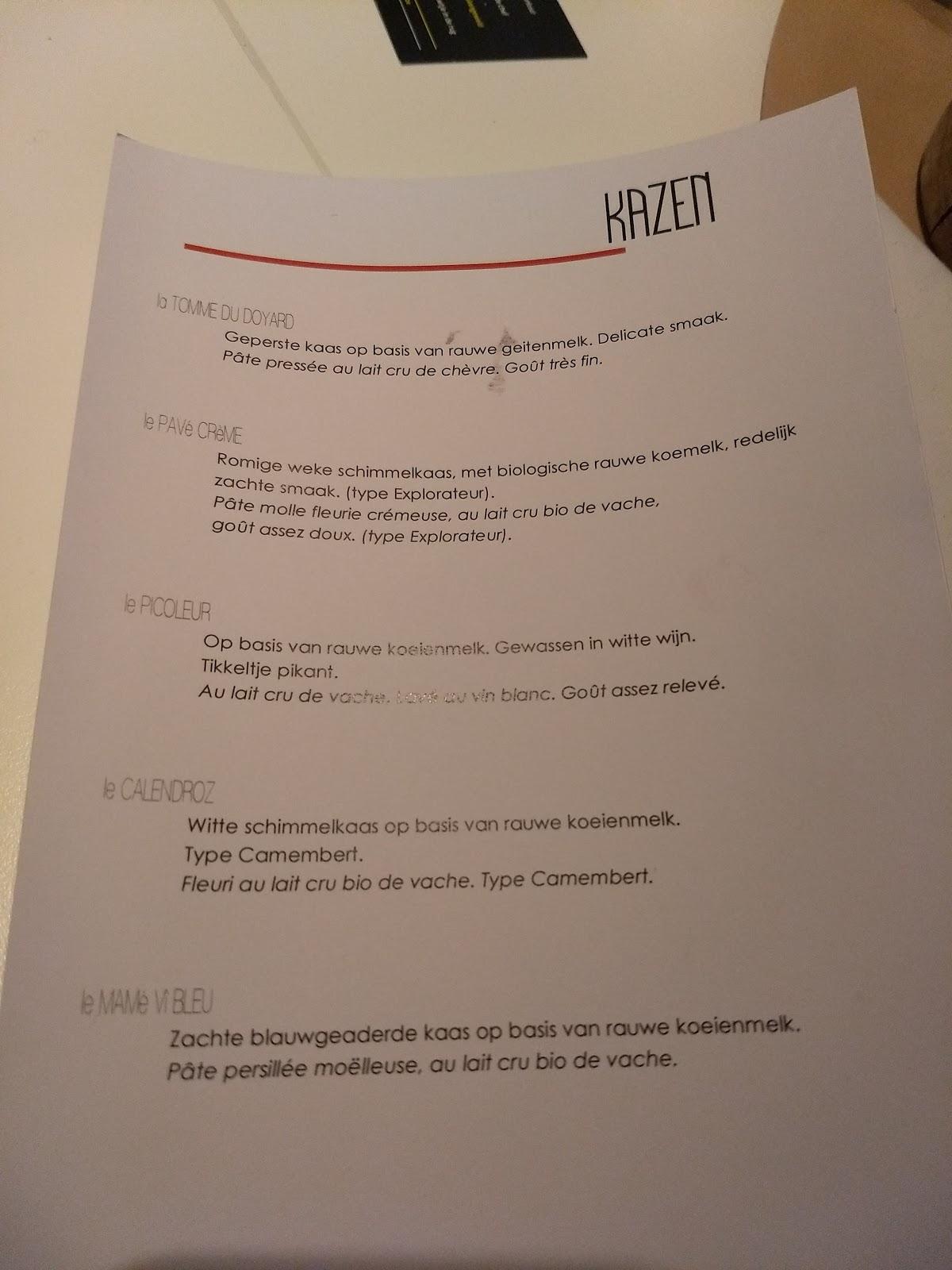 Menu at Spaans Dak, OudHeverlee