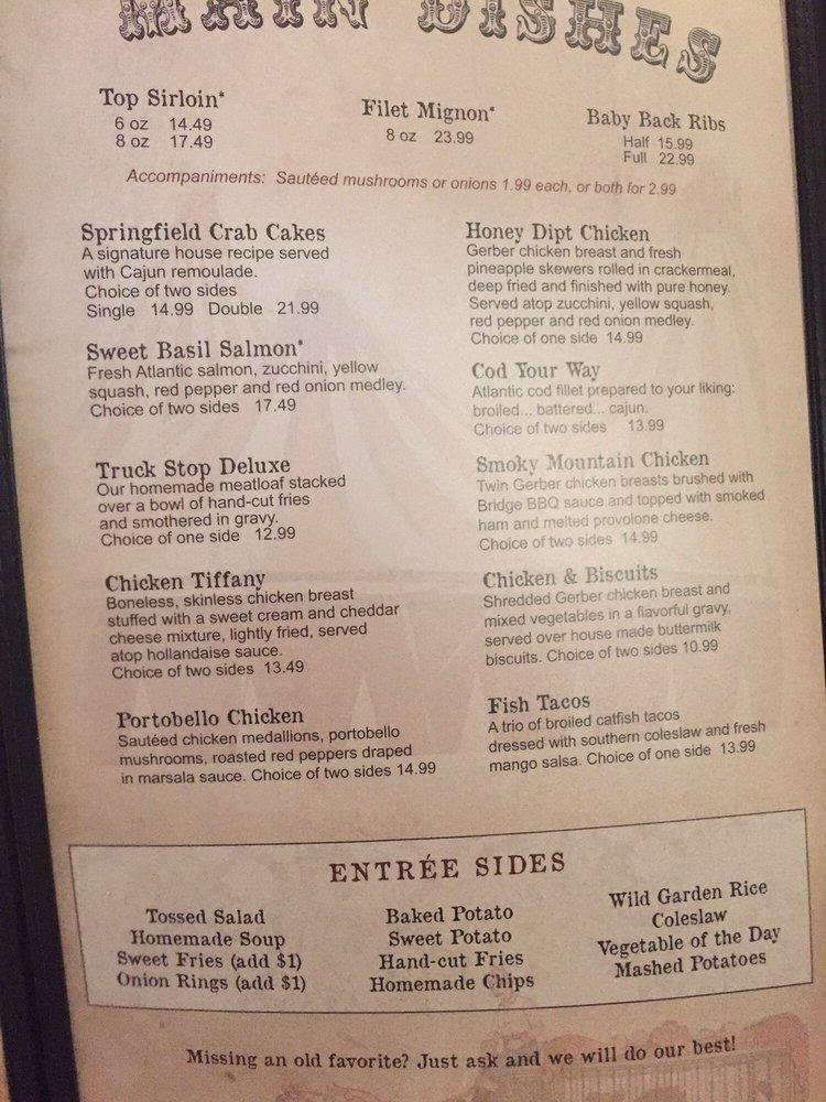Menu at Rachel's Roadhouse restaurant, Kittanning