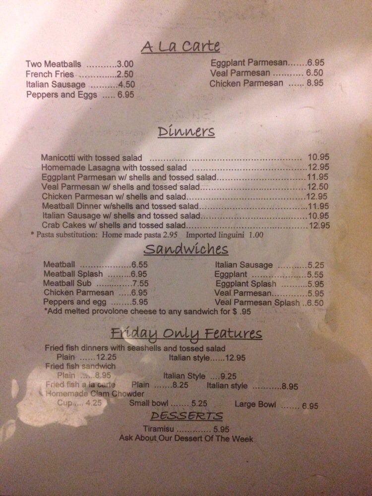 Menu at Scarsella's Restaurant, Youngstown