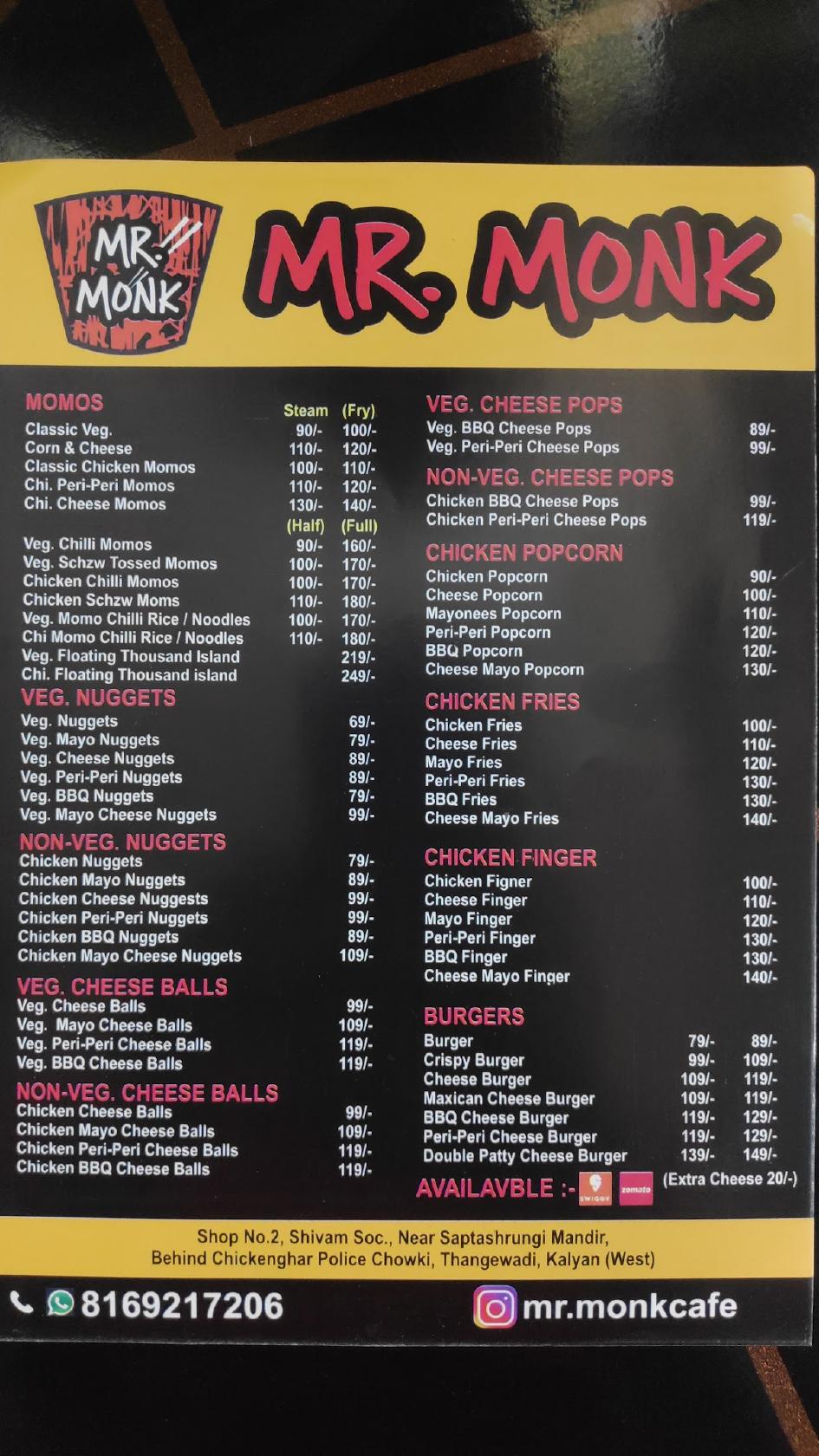 Mr. MONK menu