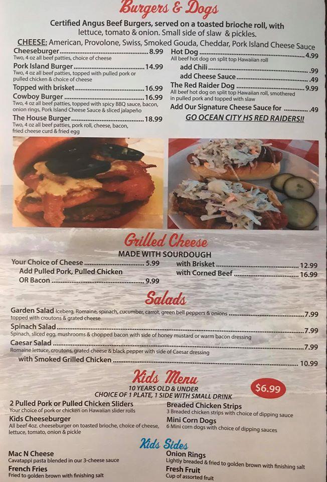 Menu at Pork Island Grill BBQ, Ocean City