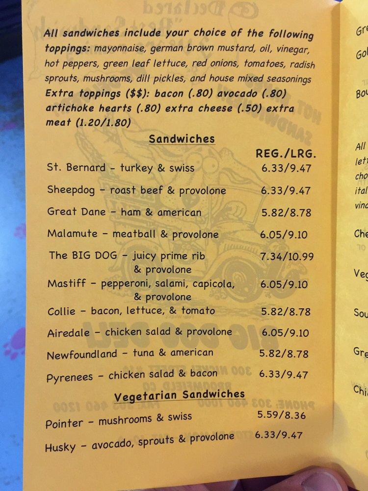 Menu at Big Dog Deli restaurant, Broomfield