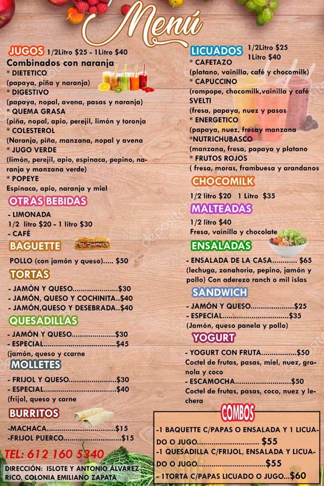 Menu at La Jugueria De Mateo, La Paz