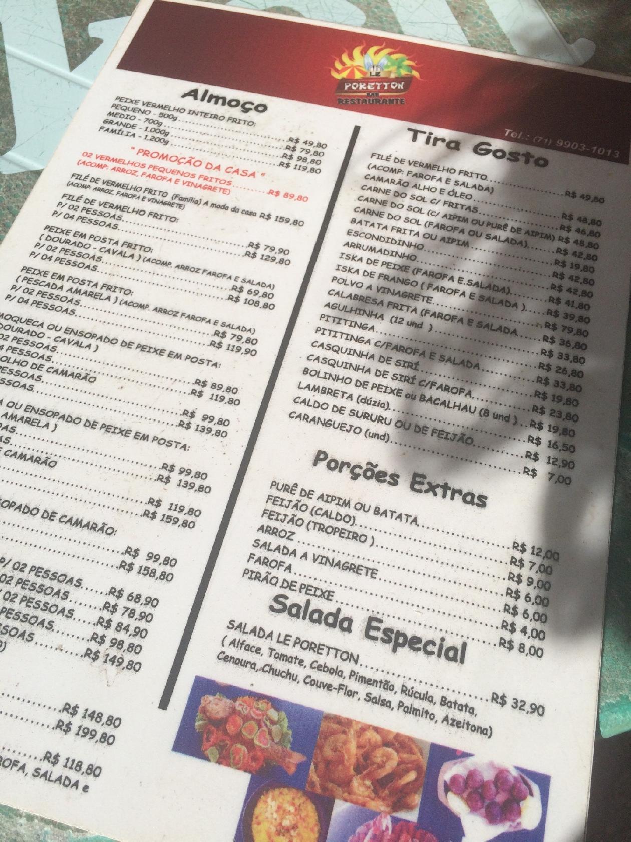 Restaurante Le Poretton cardápio