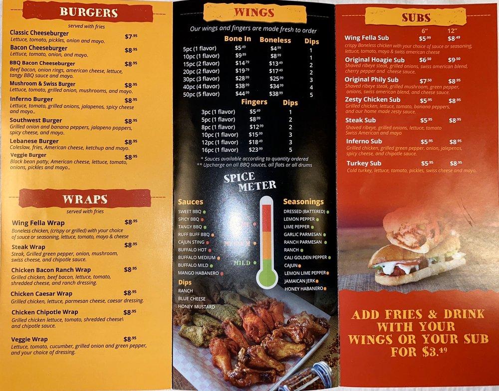 Carta del restaurante Wing Fellas, Dearborn, 5854 Schaefer Rd