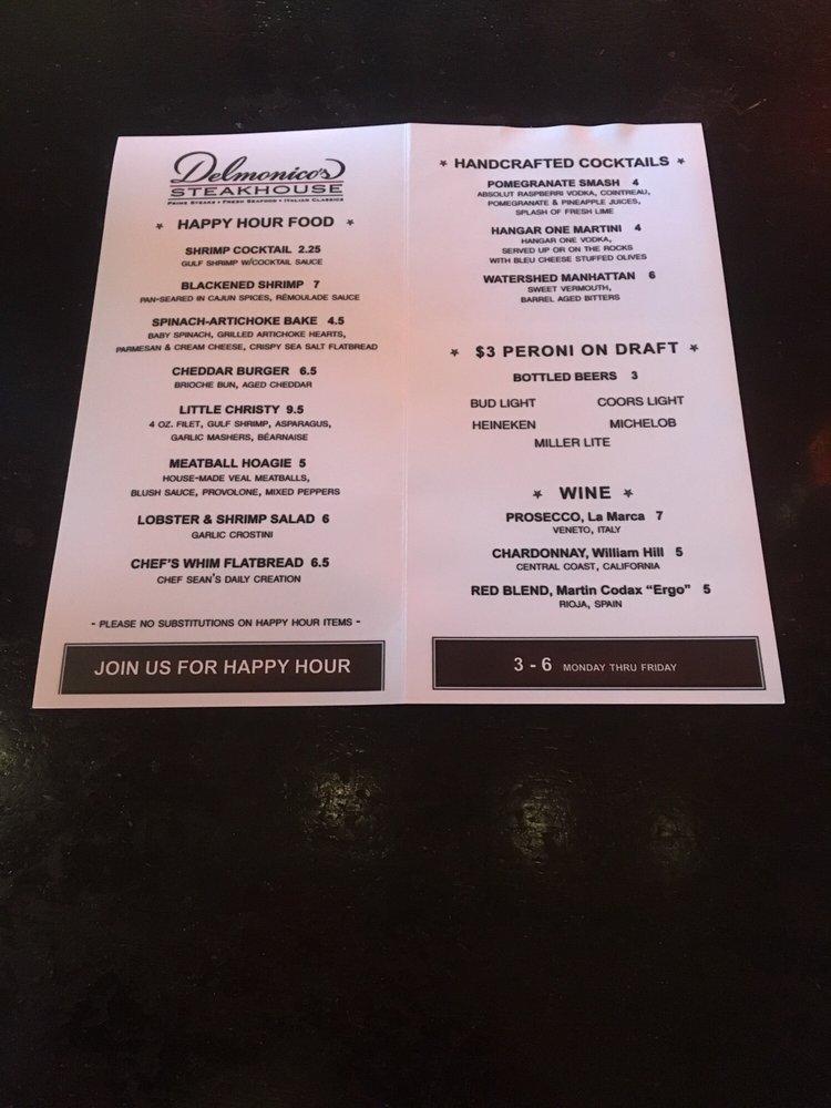 Menu at Delmonico's Steakhouse, Independence