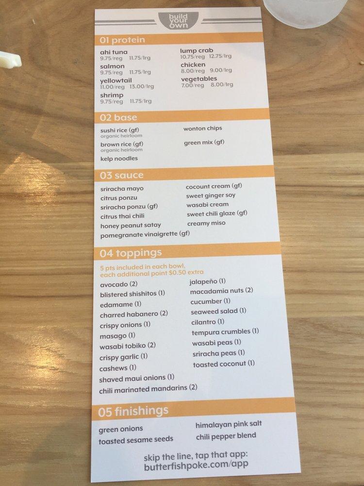 Menu at Butterfish pub & bar, Fresno, N Friant Rd