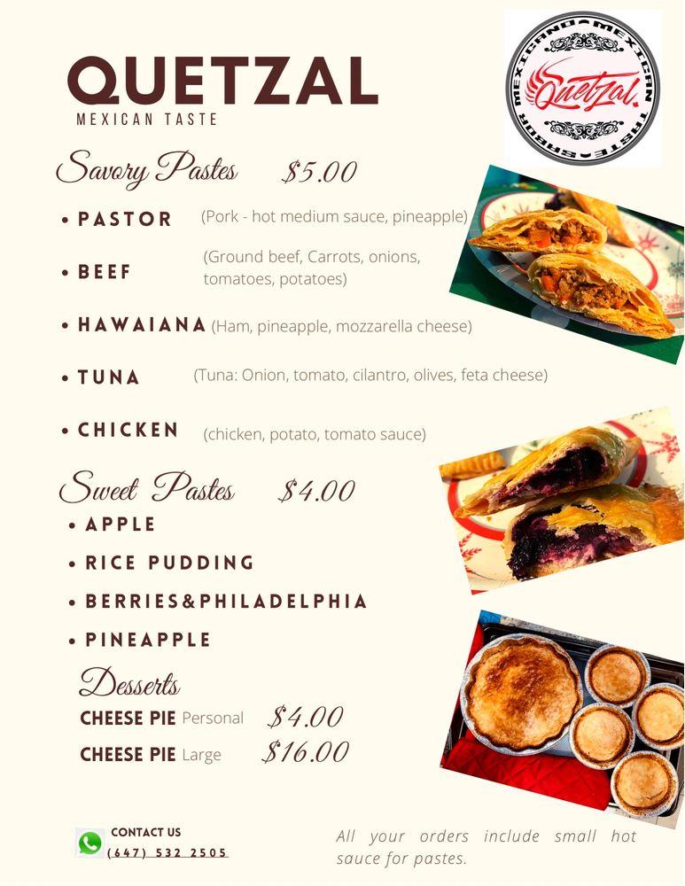Menu au Quetzal Mexican Taste, Brantford