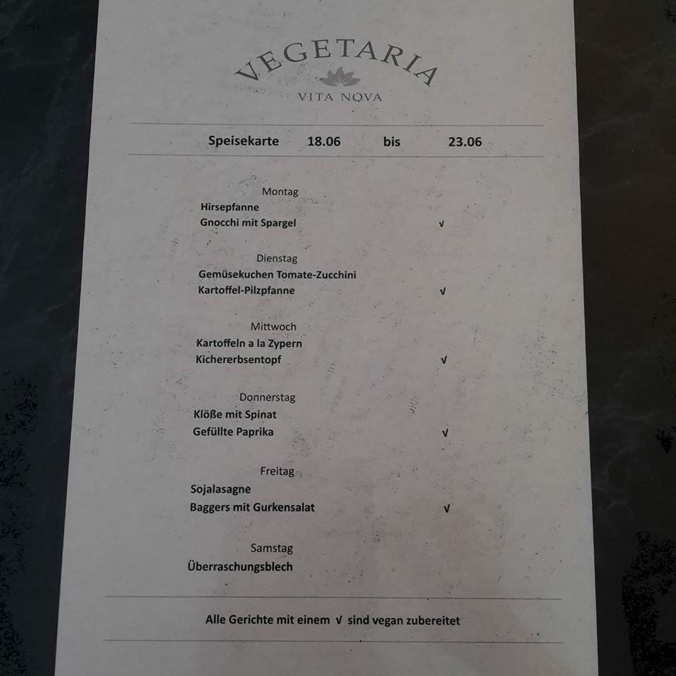 Speisekarte von VitaNova Vegetaria Bamberg restaurant, Bamberg