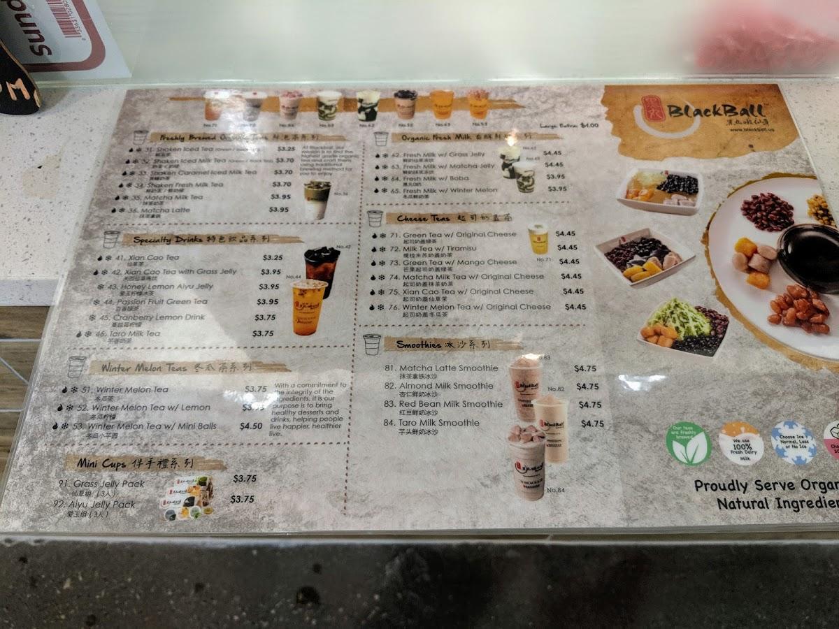 Menu at Blackball desserts, Frisco