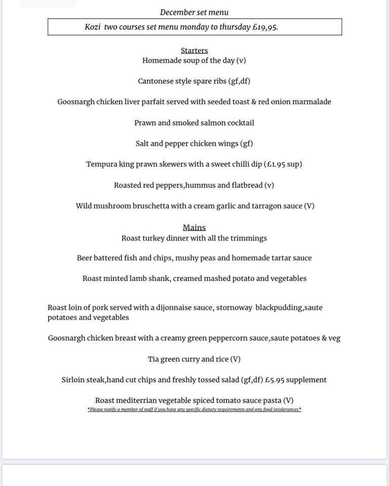 Menu at Kiro Restaurant & Bar, Rainhill