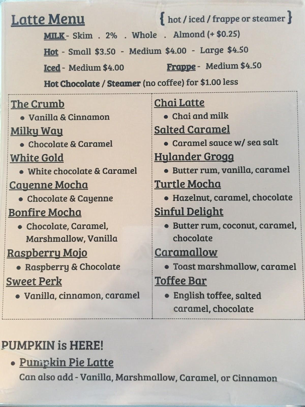 Menu at Chapman's Coffee House, New Concord, 68 1/2 W Main St