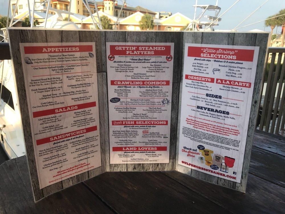 Menu at Gulf Shores Steamer restaurant, Orange Beach