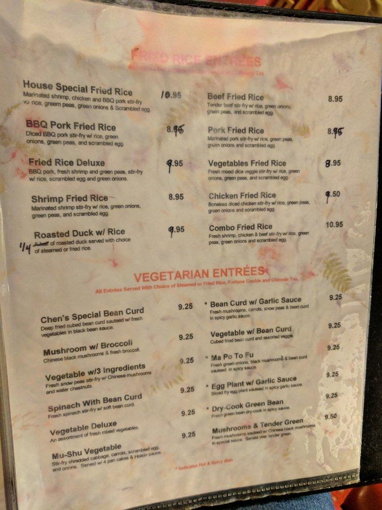 Menu at House of Chen restaurant, Eugene