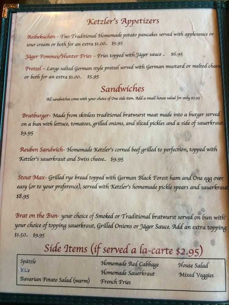 Menu at Ketzler's Schnitzel Haus And Biergarten restaurant, Granbury