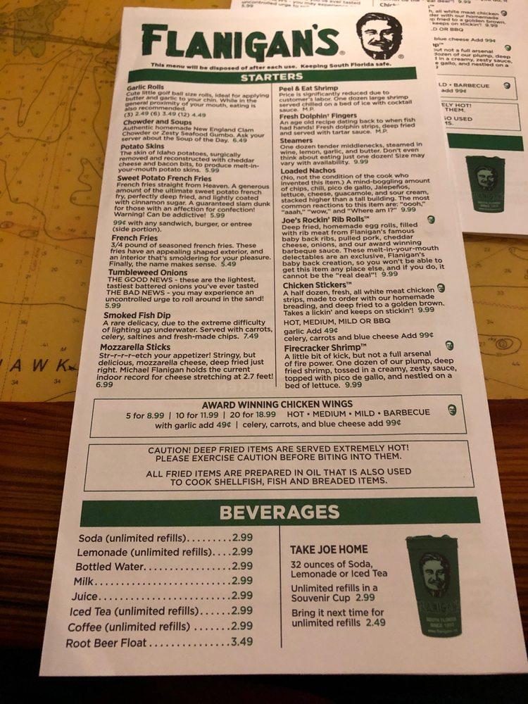 Menu at Flanigan's Seafood Bar and Grill, Lake Worth