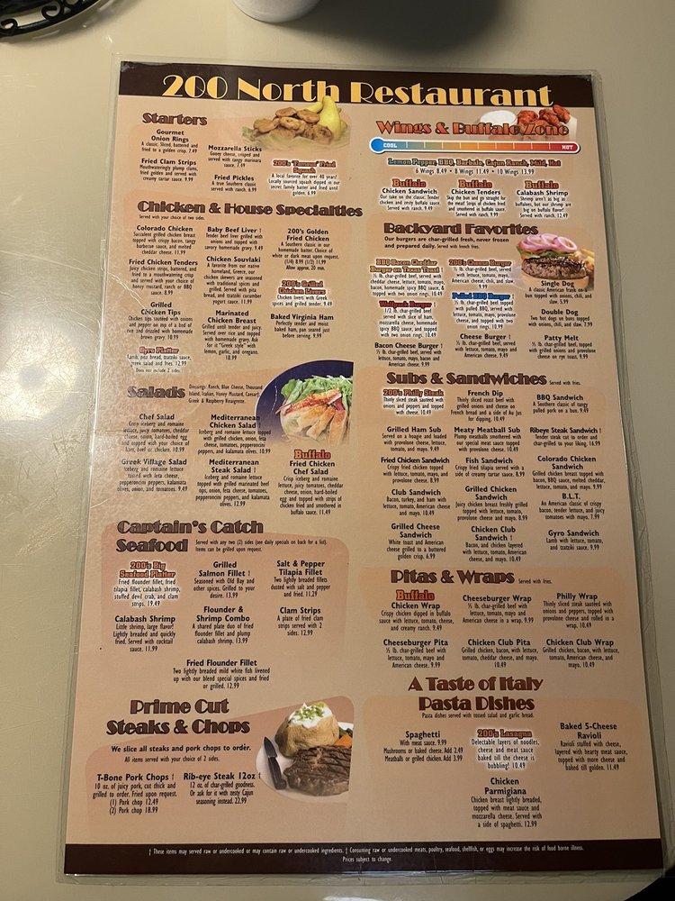 Menu at 200 North Family Restaurant, Locust