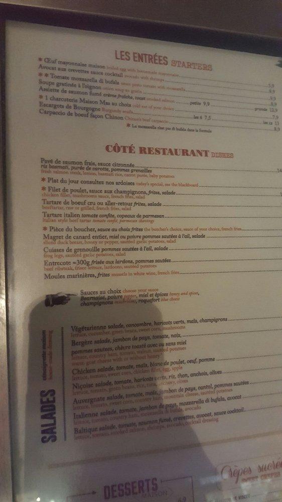 Menu at Le Chinon pub & bar, Paris, 49 Rue des Abbesses